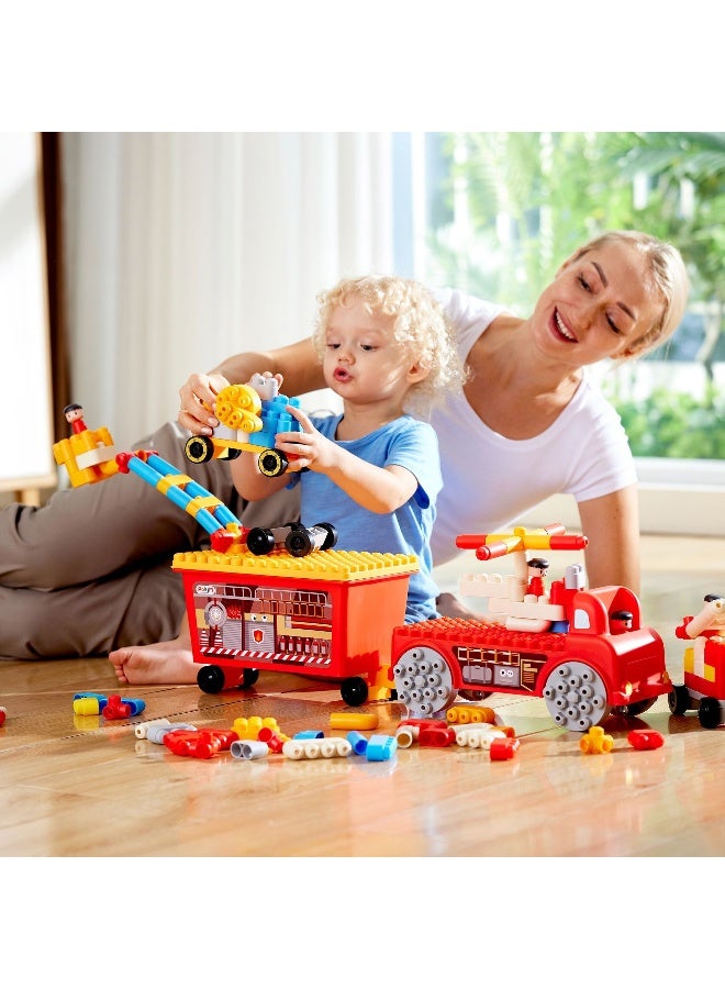 Hape مجموعة بناء شاحنة إنقاذ الحريق من هابي بولي إم (107 قطعة) - Image 1