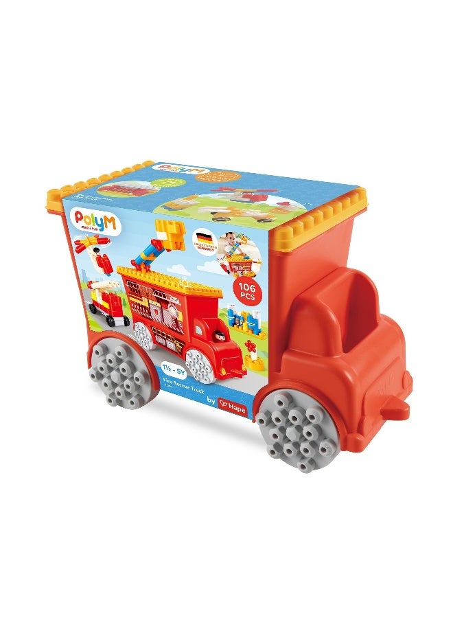 Hape مجموعة بناء شاحنة إنقاذ الحريق من هابي بولي إم (107 قطعة) - Image 2