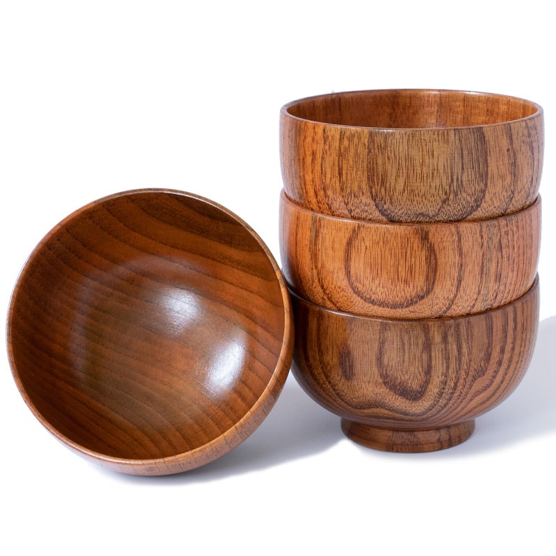 Cospring Handmade Wood Bowl, Mug, for Rice, Soup, Dip, Coffee, Tea, Decoration (2PCS Jujube Bowls, L: 5-1/8 inch Dia by 3-1/8 inch High) - Image 1