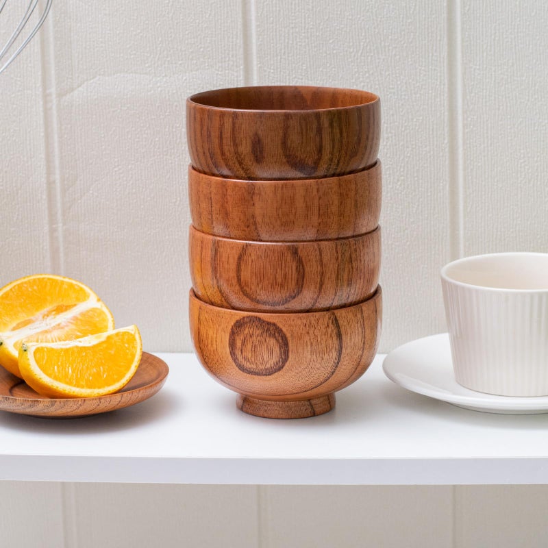 Cospring Handmade Wood Bowl, Mug, for Rice, Soup, Dip, Coffee, Tea, Decoration (2PCS Jujube Bowls, L: 5-1/8 inch Dia by 3-1/8 inch High) - Image 3