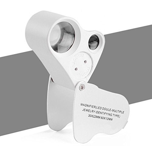 KINGMAS 2 Lens 30x 60x Illuminated Jewelry Eye Loupe Jewelers Magnifier Magnifying with LED Lighting - Image 3