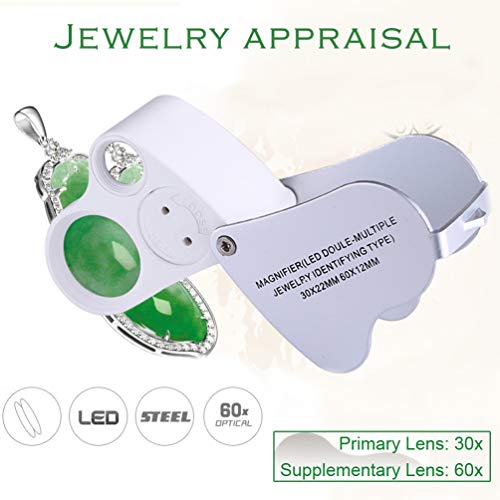 KINGMAS 2 Lens 30x 60x Illuminated Jewelry Eye Loupe Jewelers Magnifier Magnifying with LED Lighting - Image 2
