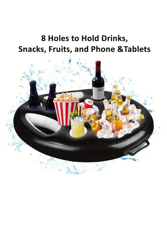 Inflatable Floating Bar with Cup Holders and Non Slip Surface Black and White - Image 3