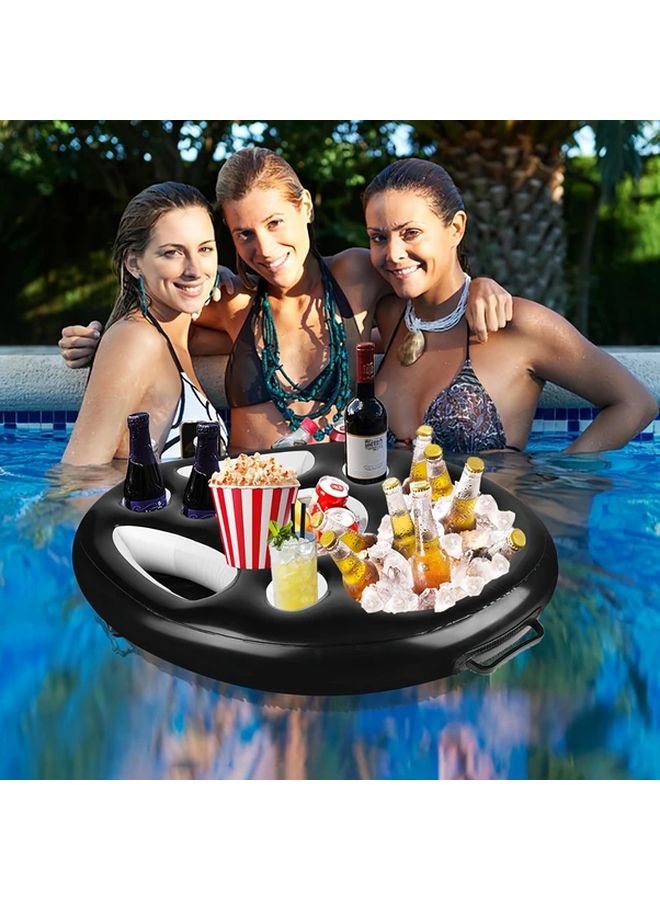 Inflatable Floating Bar with Cup Holders and Non Slip Surface Black and White - Image 2