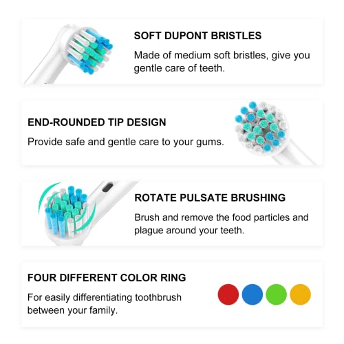 ELFIN Toothbrush Heads for Oral B, 8 Pack Precision Clean Electric Toothbrush Replacement Heads Medium Soft Dupont Bristles Replacement Toothbrush Heads for Oral Health and Plaque Removal - Image 4