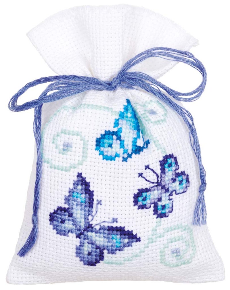 Vervaco Bag kit Blue Butterflies Set of 3, 4,8 inch - Image 2