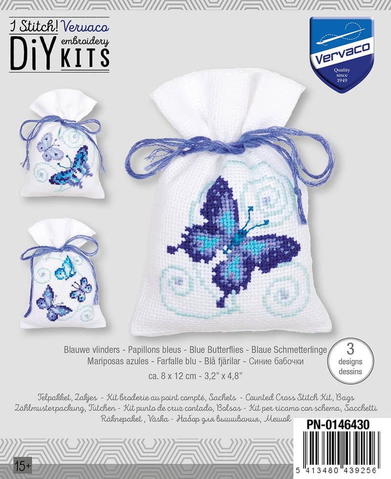 Vervaco Bag kit Blue Butterflies Set of 3, 4,8 inch - Image 5