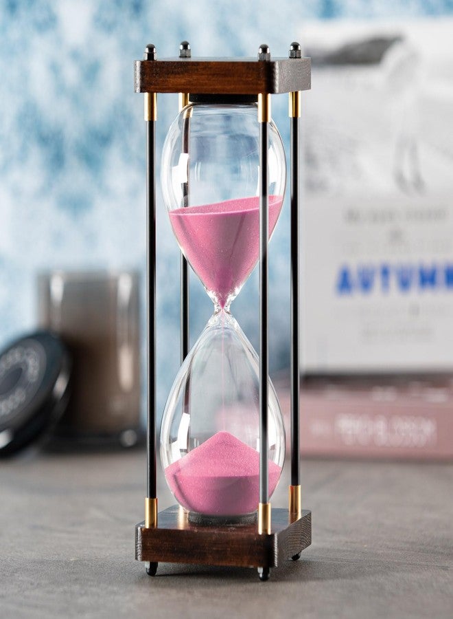 SAMLONG Large Hourglass Timer 60 Minute, Decorative Wooden Sand Timer with Pink Sand, 1 Hour Sand Clock, SL-L61PK - Image 1