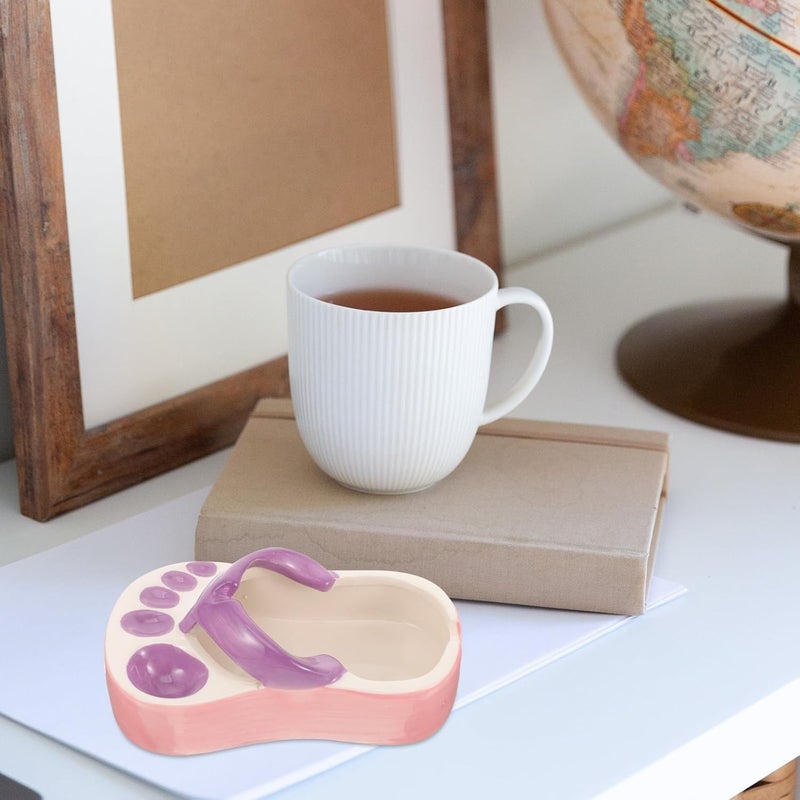 Ceramic Slipper Ashtray Purple, Creative Ceramic Ash Holder for Household Use, Cool Cute Cigarette Butts Storage, Decorative Tabletop Ashtray for Living Room and Outdoor - Image 4