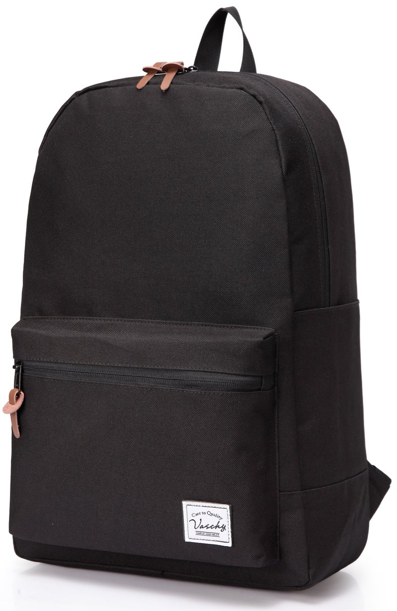 Vaschy Vaschy School Backpack Unisex Classic Lightweight Tear Resistant Rucksack Travel Backpack Fits 15.6 Inches Laptop Black  - Image 1
