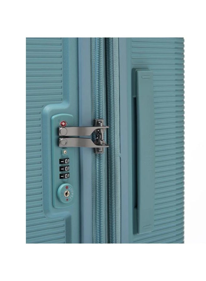 Echolac Forza 65cm Hardcase Expandable 4 Double Wheel Cabin Luggage Trolley Coastal Blue - Image 4