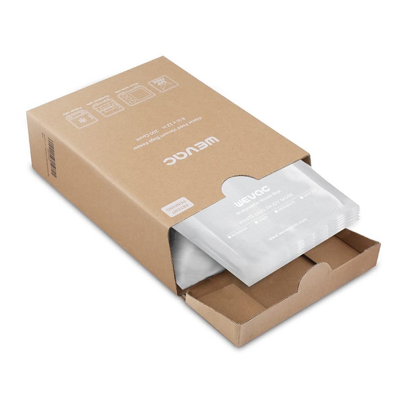 Wevac 8” x 12” 200 Count Food Vacuum Sealer Bags Keeper, PreCut Quart, Ideal for Food Saver, BPA Free, Commercial Grade, Great for storage, meal prep and Sous Vide - Image 1