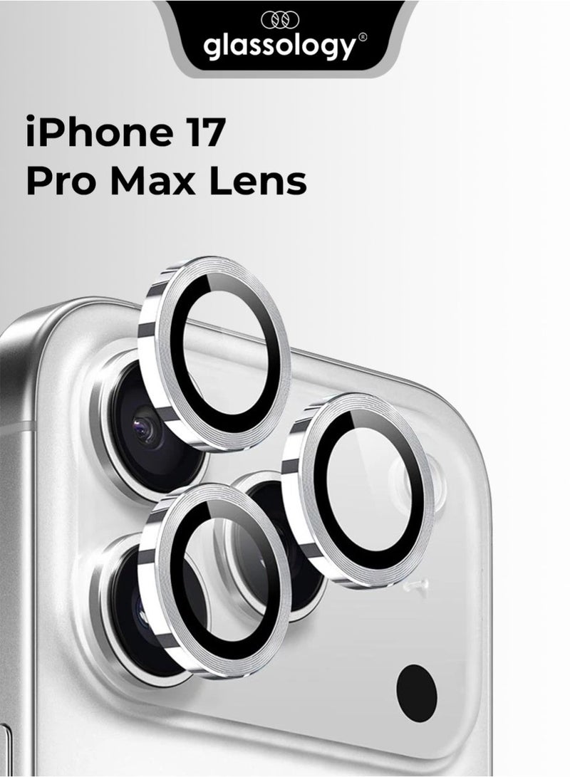 جلاسولوجي iPhone 17 Pro Max White & Silver Duo – MagSafe Ring Stand Case + Premium Lens Protector - Image 3