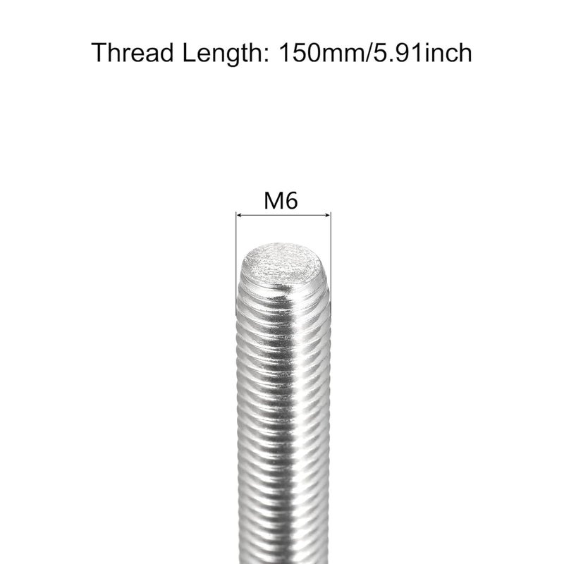 TOP-VIGOR 5Pcs M6-1.0 x 150mm Length Fully Threaded Rod, 304 Stainless Steel Right Hand Threaded Rods, Fully Studding Rod Bar for Anchor Bolts, Clamps, Hangers and U-Bolts - Image 2