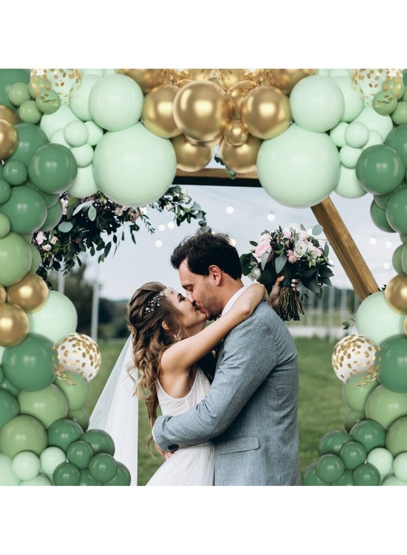 153 قطعة بالون الأخضر مع مجموعة قوس إكليل من الزهور ، مقاسات مختلفة 18 12 10 5 بوصة بالون الذهب الأخضر مع اللاتكس معدنية متعددة الألوان ورقة قصاصات ، وتستخدم لأول مرة في حفل عشاء سفاري الطفل دش التعميد الديكور - Image 2