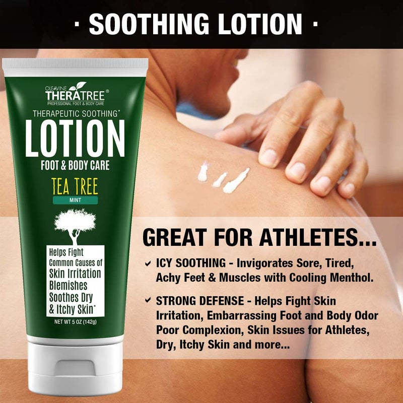 Oleavine Tea Tree Oil Lotion with Neem Oil for Foot & Body - Helps Soothe Skin Irritation and Fight Body Odor TheraTree - Image 4