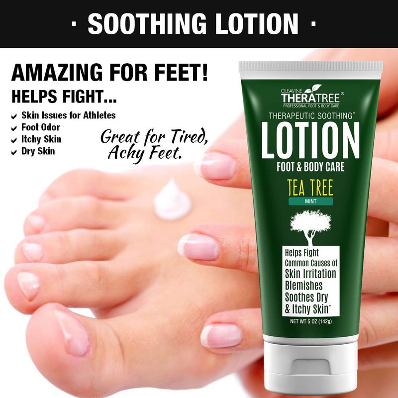 Oleavine Tea Tree Oil Lotion with Neem Oil for Foot & Body - Helps Soothe Skin Irritation and Fight Body Odor TheraTree - Image 2