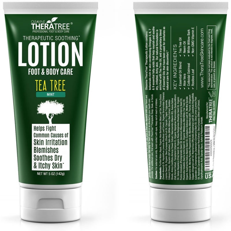 Oleavine Tea Tree Oil Lotion with Neem Oil for Foot & Body - Helps Soothe Skin Irritation and Fight Body Odor TheraTree - Image 1