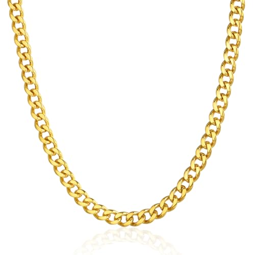 ChainsPro 18k Gold Plated Cuban Link for Men 4.8mm Mens Chains 18 inch Male Punk Mens Gifts - Image 1