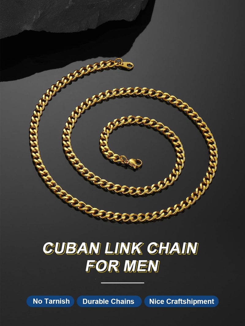 ChainsPro 18k Gold Plated Cuban Link for Men 4.8mm Mens Chains 18 inch Male Punk Mens Gifts - Image 2
