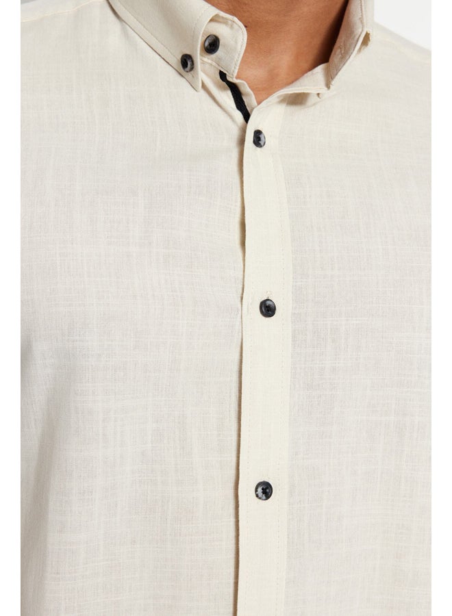 trendyol Stone Button Collar Epaulette Slim Fit Shirt TMNSS20GO0189 - Image 3