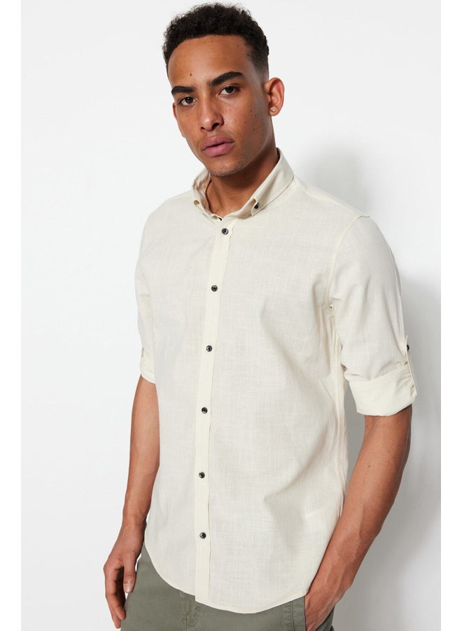 trendyol Stone Button Collar Epaulette Slim Fit Shirt TMNSS20GO0189 - Image 5