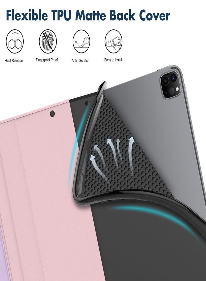 Dteck for iPad Pro 11 inch M4 Smart Folio Case 2024 with Pencil Holder/Hand Strap, Auto Sleep Wake, Adjustable Stand, Magnetic Closure, Slim PU Leather Protective Cute Cover with Stylus, Pink Florals - Image 5