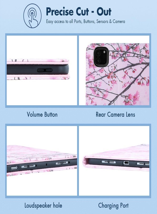 Dteck for iPad Pro 11 inch M4 Smart Folio Case 2024 with Pencil Holder/Hand Strap, Auto Sleep Wake, Adjustable Stand, Magnetic Closure, Slim PU Leather Protective Cute Cover with Stylus, Pink Florals - Image 4