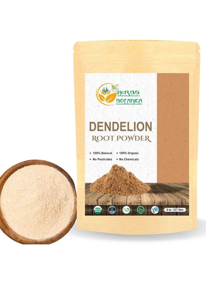 HERBS BOTANICA مسحوق جذر الهندباء العضوي لتنظيف الجسم ودعم صحة الجهاز الهضمي غني بالعناصر الغذائية ومضادات الأكسدة 100% طبيعي وصديق للنباتيين 1/2 رطل / 227 جرام - Image 1