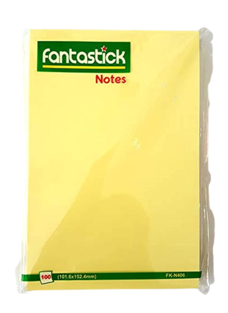 Fantastik Removable Self Stick Notes 101.6 x 152.4mm FK-N406 Yellow 