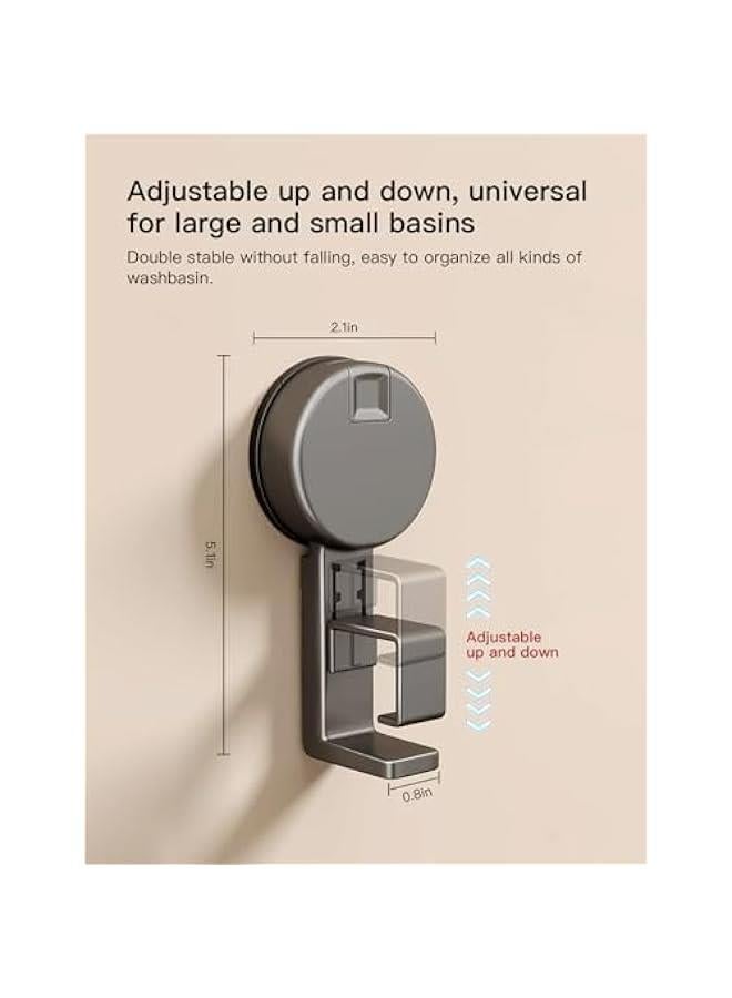 Wall Mounted Wash Basin Hook for Bathroom & Kitchen - Heavy Duty & Adjustable Size - Suitable for Any Basin - Gray - 2 Pack  - Image 4