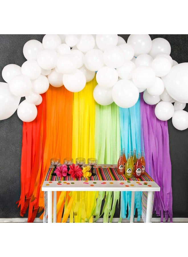 JOYYPOP Rainbow Party Decorations with White Balloon Garland and Rainbow Crepe Paper Streamers for Rainbow Baby Shower Rainbow Birthday Party - Image 1