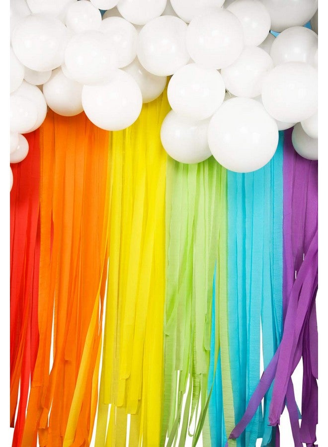 JOYYPOP Rainbow Party Decorations with White Balloon Garland and Rainbow Crepe Paper Streamers for Rainbow Baby Shower Rainbow Birthday Party - Image 4