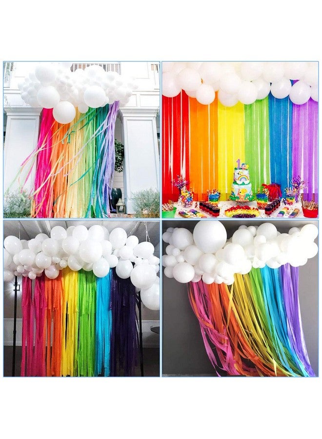 JOYYPOP Rainbow Party Decorations with White Balloon Garland and Rainbow Crepe Paper Streamers for Rainbow Baby Shower Rainbow Birthday Party - Image 3