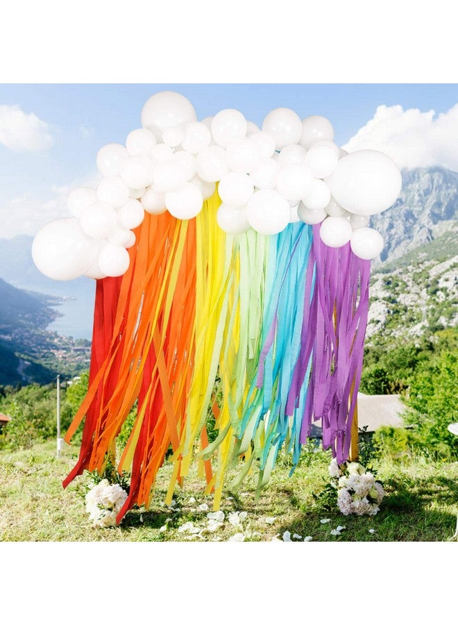 JOYYPOP Rainbow Party Decorations with White Balloon Garland and Rainbow Crepe Paper Streamers for Rainbow Baby Shower Rainbow Birthday Party - Image 5