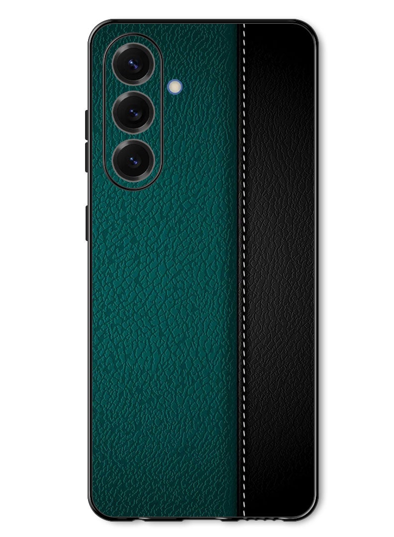 Theodor حافظة متوافقة مع سامسونج جالاكسي A17/ M17 6.7 بوصة حماية مضادة للصدمات غطاء بامبر أخضر أسود بنمط جلد - Image 1