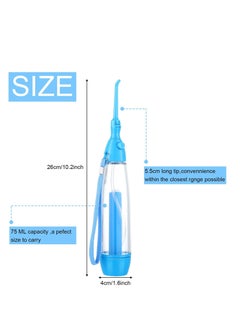 Excefore Water Dental Flosser, Pick Non Electric Portable Affordable Oral Irrigator, Cordless Manual Air Pressure, for Teeth Oral Irrigator Water Teeth Cleaner, Simple Operation for Home and Travel (Blue)  - Image 2