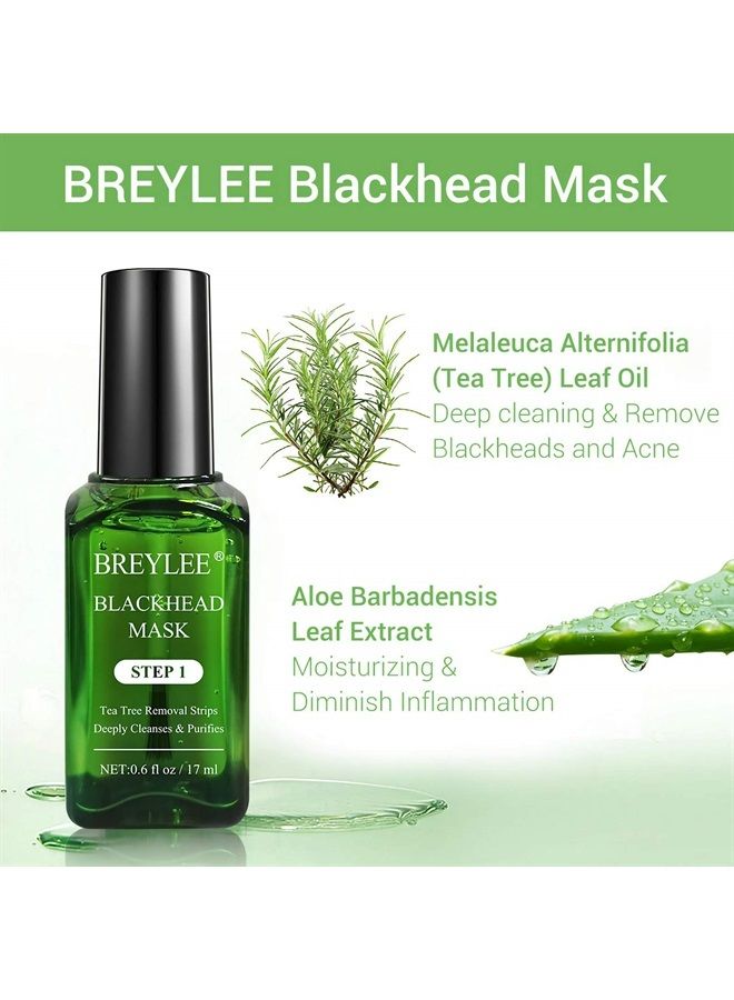 Breylee قناع إزالة الرؤوس السوداء، قناع شرائح الرؤوس السوداء بزيت شجرة الشاي (17 مل، 0.6 أونصة سائلة) (مع 100 قطعة من ورق الشرائط)  - Image 4
