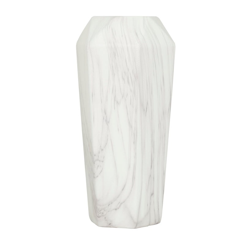 Deco 79 Ceramic Faux Marble Vase, 6" X 7" X 14", White - Image 4