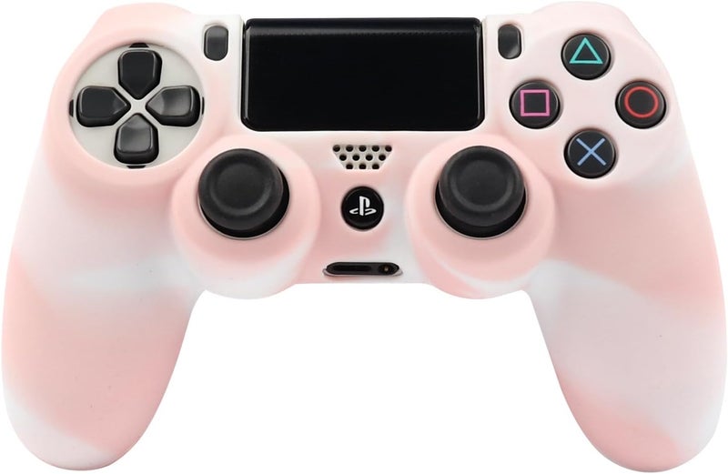 RALAN Pink Controller Skin Protector - Silicone Cover Compatible with PS4 Slim/PS4 Pro Controller (6 Pro Thumb Grips, 2 Skull Cap Grips)(Camouflage Pink + White Pink) - Image 2