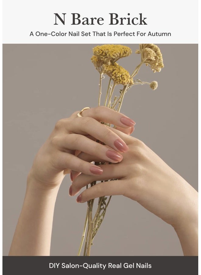 ohora شرائط أظافر هلام شبه معالجة (N طوب عاري) - تعمل مع أي مصابيح UV/LED، جودة صالون، تدوم طويلاً، سهلة التطبيق والإزالة - تشمل 2 وسادة تحضير، مبرد أظافر وعصا خشبية - Image 2