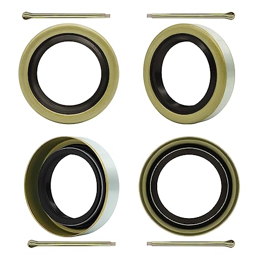 RV Murts 4pcs Trailer Axle Hub Wheel Grease Seals ID 225 x OD 3371 Double Lip Grease Seal with 4pcs Cotter Pins for 52007000 lbs Trailer Axle Dexter 010036 22333TB Sealer for Spindles Hub Wheel - Image 1
