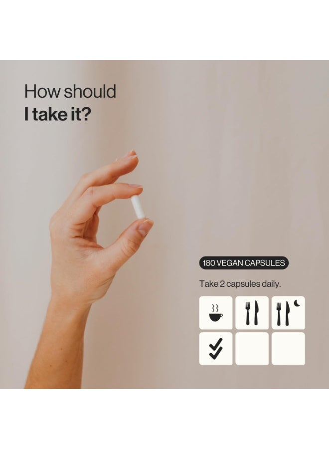 Magnesium Glycinate (Bisglycinate), Chelated Magnesium Supplements | 180 Vegan Premium Magnesium Capsules (3 Month Supply) | Providing 350mg Elemental Magnesium - Image 3