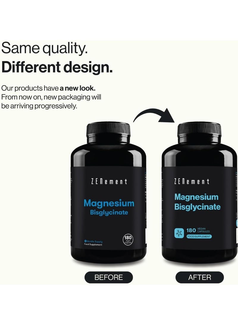 Magnesium Glycinate (Bisglycinate), Chelated Magnesium Supplements | 180 Vegan Premium Magnesium Capsules (3 Month Supply) | Providing 350mg Elemental Magnesium - Image 4