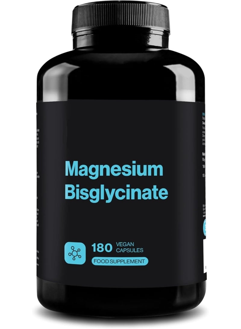 Magnesium Glycinate (Bisglycinate), Chelated Magnesium Supplements | 180 Vegan Premium Magnesium Capsules (3 Month Supply) | Providing 350mg Elemental Magnesium - Image 1