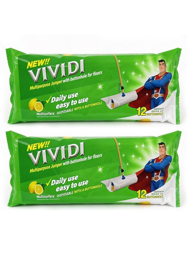 2-Pack Disposable Floor Cleaning Wipes Lemon Flavor, 24PCS Total Extra Large 40x60cm Wet Floor Wipes, 40G Non-Woven Mop Sheets, Germ Reduction for Tile, Wood & Multi-Surface Use - Image 1