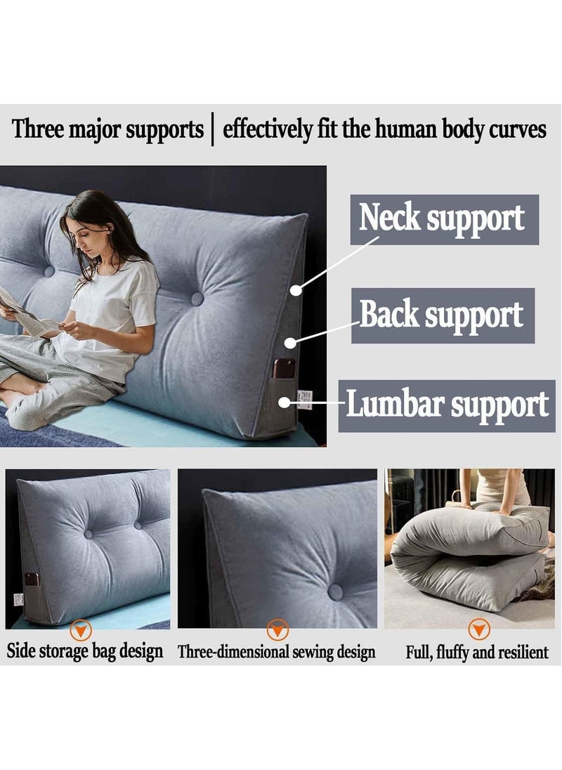 RATSAW - Reading Cushion for Bed and Sofa Wedge Cushion Sofa Lumbar Cushion Bed Cushion Back Cushion Seat Cushion Bed Chair Cushion Headboard Bed Seat Cushion Removable Cover 150 50 20 - Image 1