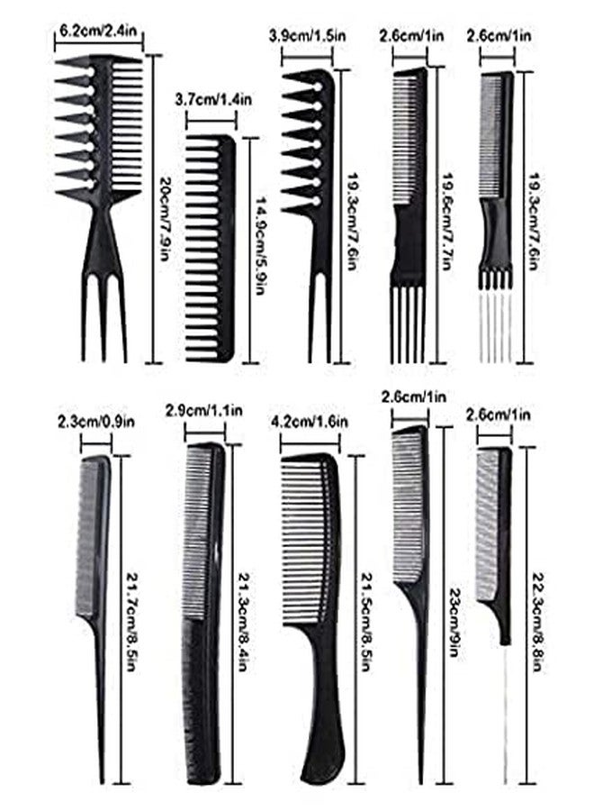 BOTIST Professional Hair Cutting and Styling Comb Kangi Salon Kit Combs Cumb Come Hair Comp - Combo Set of 10; Black - Image 2