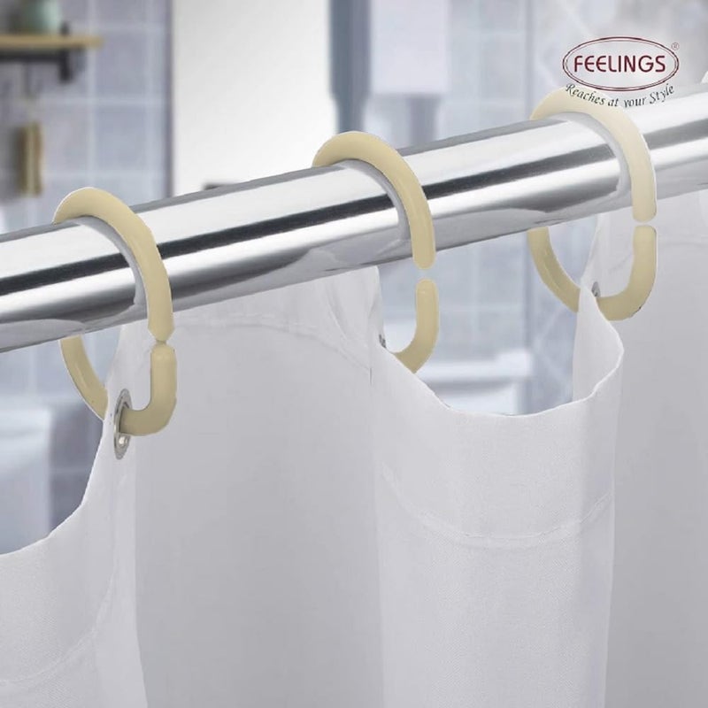 Feelings 12-Pack Beige Plastic Shower Curtain Rings | Smooth Glide Hooks for Bathroom Curtain Rod | Durable & Easy to Install - Image 3