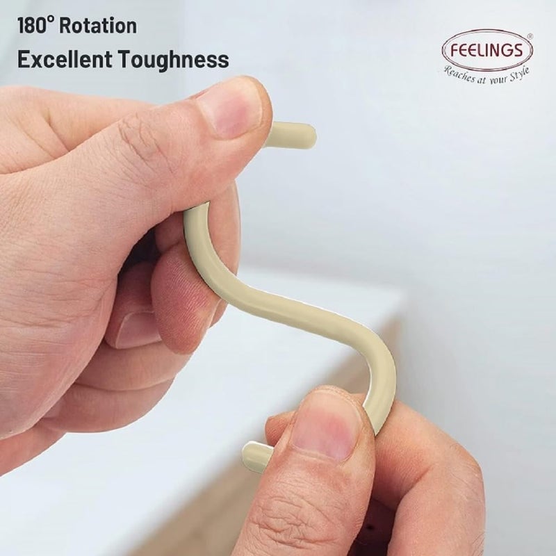 Feelings 12-Pack Beige Plastic Shower Curtain Rings | Smooth Glide Hooks for Bathroom Curtain Rod | Durable & Easy to Install - Image 4